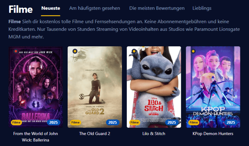 Ein Bild der Kinokiste Webseite im Retro Stil mit grünem Text auf dunklem Grund